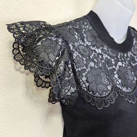 Shoshanna Sandra Dress Black Womens Whimsigoth Formal Designer Mini Pleated M - Picture 8 of 16